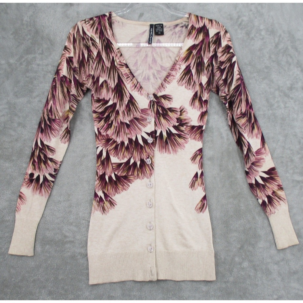 Charlotte‎ Tarantola Sweater Womens XS Cardigan Floral Crystal Buttons Fitted